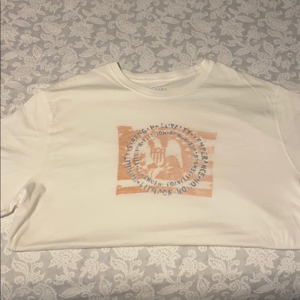 Express Men’s T-shirt - Lg -White/Salmon/Silver